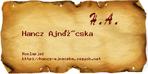 Hancz Ajnácska névjegykártya